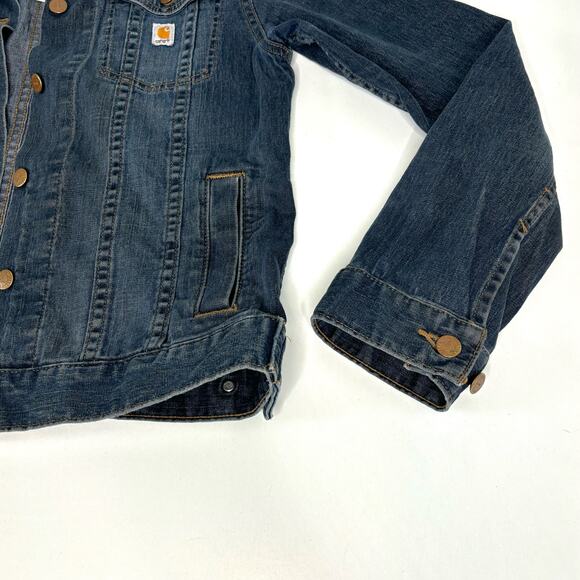 Carhartt Women’s Jean Denim Trucker Jacket Button Up M - Picture 2 of 8